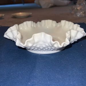 Fenton Vintage Farmhouse Hobnail bon bon dish milk glass